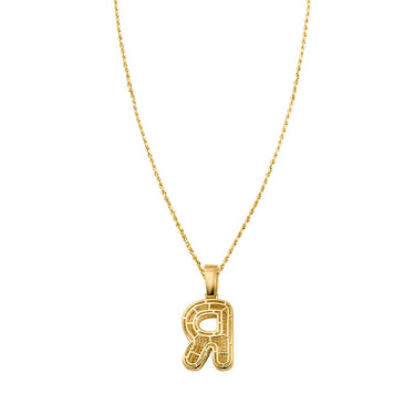 yellow diamond letter R pendant